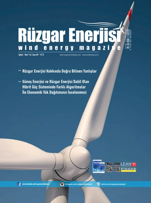 Rüzgar Enerjisi Şubat–Mart 2016 · Sayı 9 kapağı